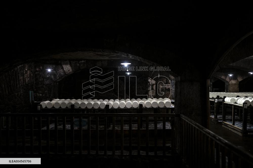 President Macron At cellar of the Roquefort Societe - Roquefort-sur-Soulzon