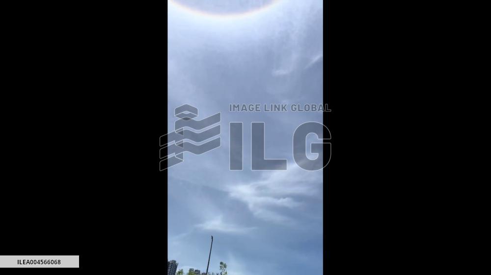 China: Rare Sun Halo Appears Over Ningbo Amid Heatwave