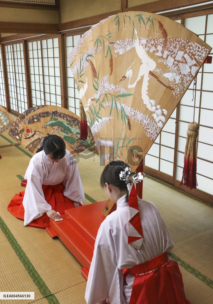 Cypress fans at western Japan shrine
