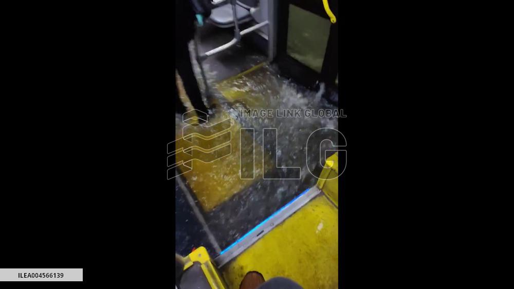 Mexico: Floodwaters Pour Into Bus During Torrential Rain in Querétaro