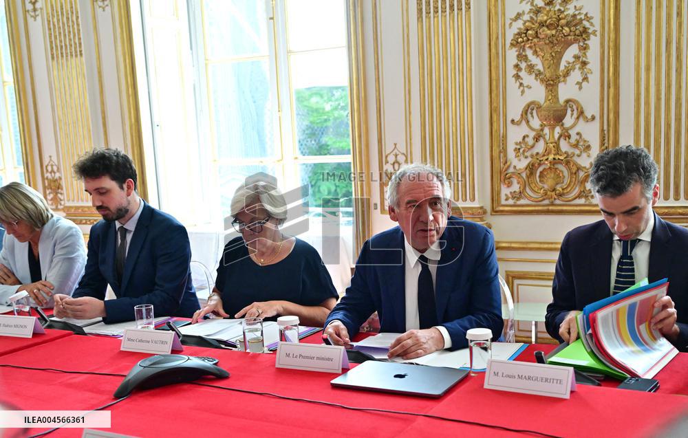 PM Bayrou Meets Anti-Poverty Stakeholders - Paris