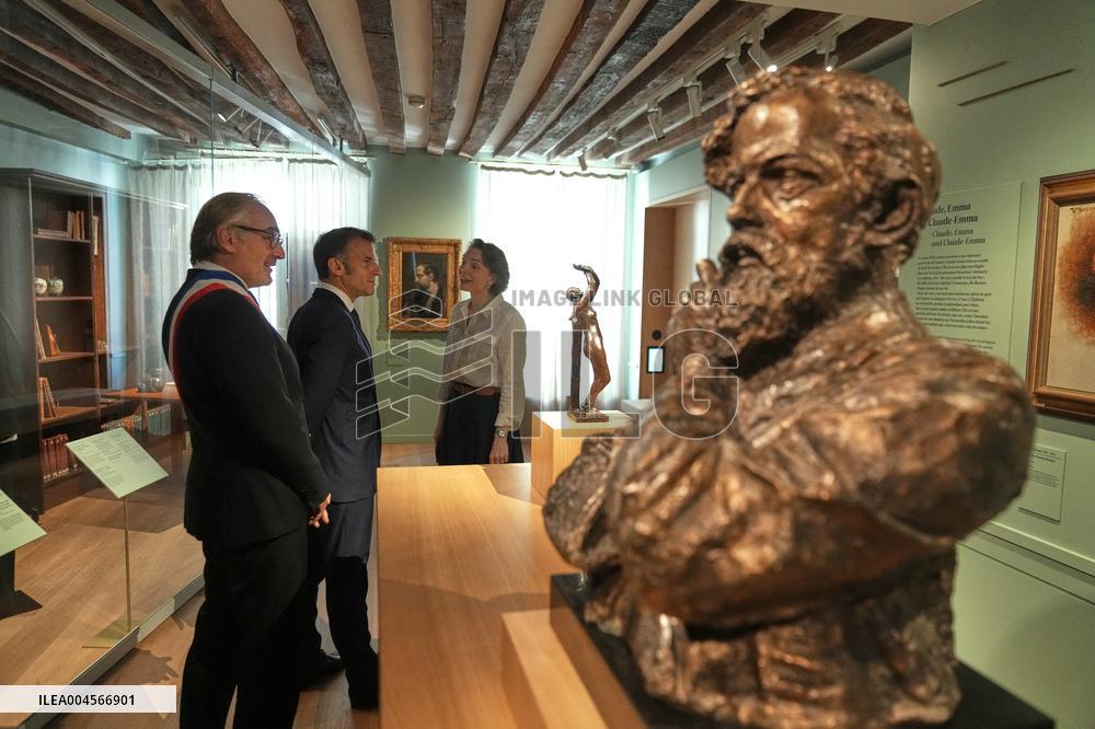 Macron Visits the Renew Claude Debussy's House - Saint-Germain-en-Laye