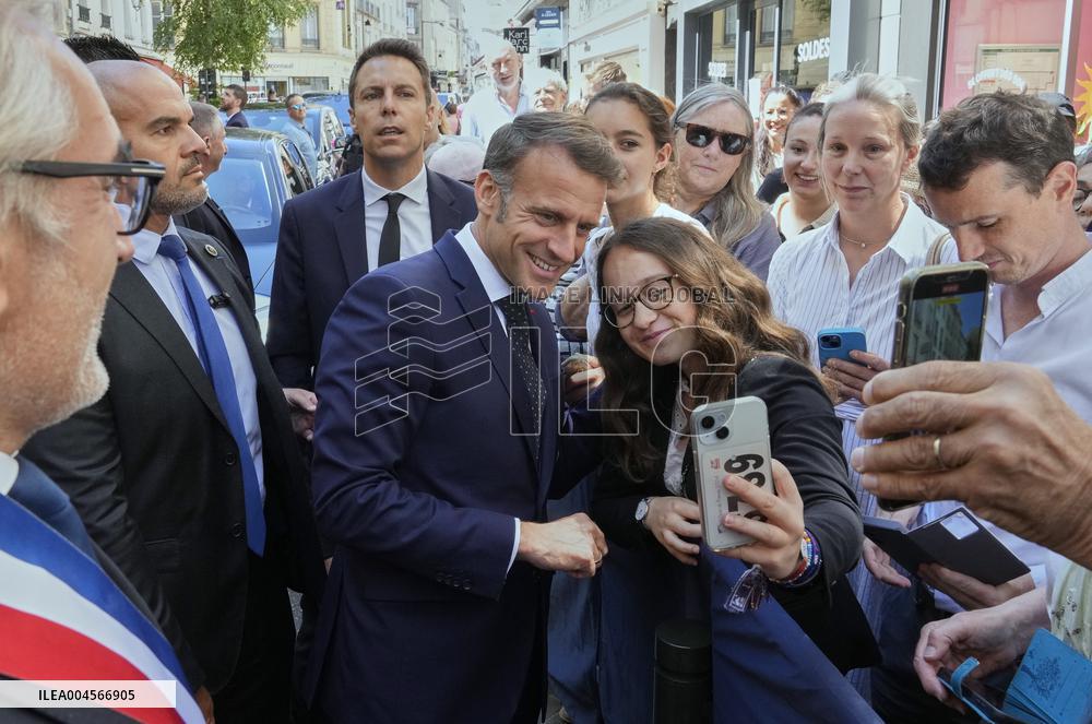 Macron Visits the Renew Claude Debussy's House - Saint-Germain-en-Laye