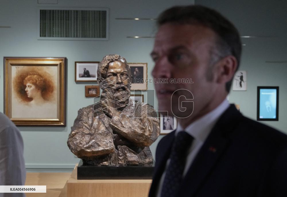 Macron Visits the Renew Claude Debussy's House - Saint-Germain-en-Laye