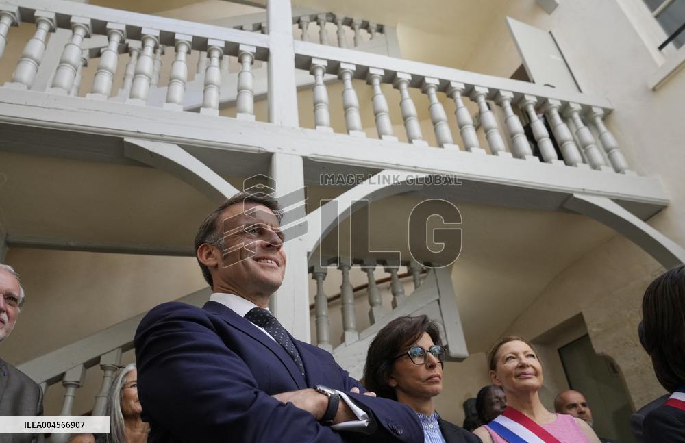 Macron Visits the Renew Claude Debussy's House - Saint-Germain-en-Laye