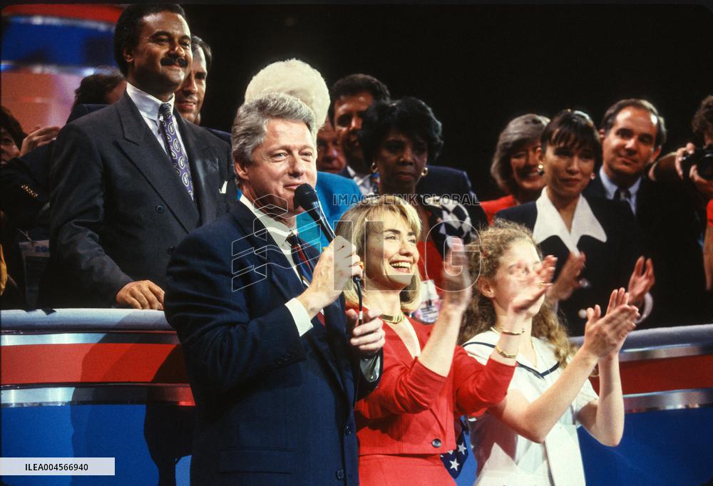 Clinton Responds to Cheers from Delegates at the 1992 Democratic National Convention