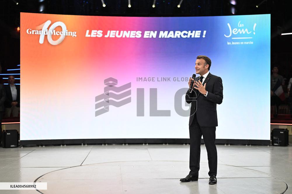 Emmanuel Macron At 10th Anniversary Of Jeunes Avec Macron - Paris