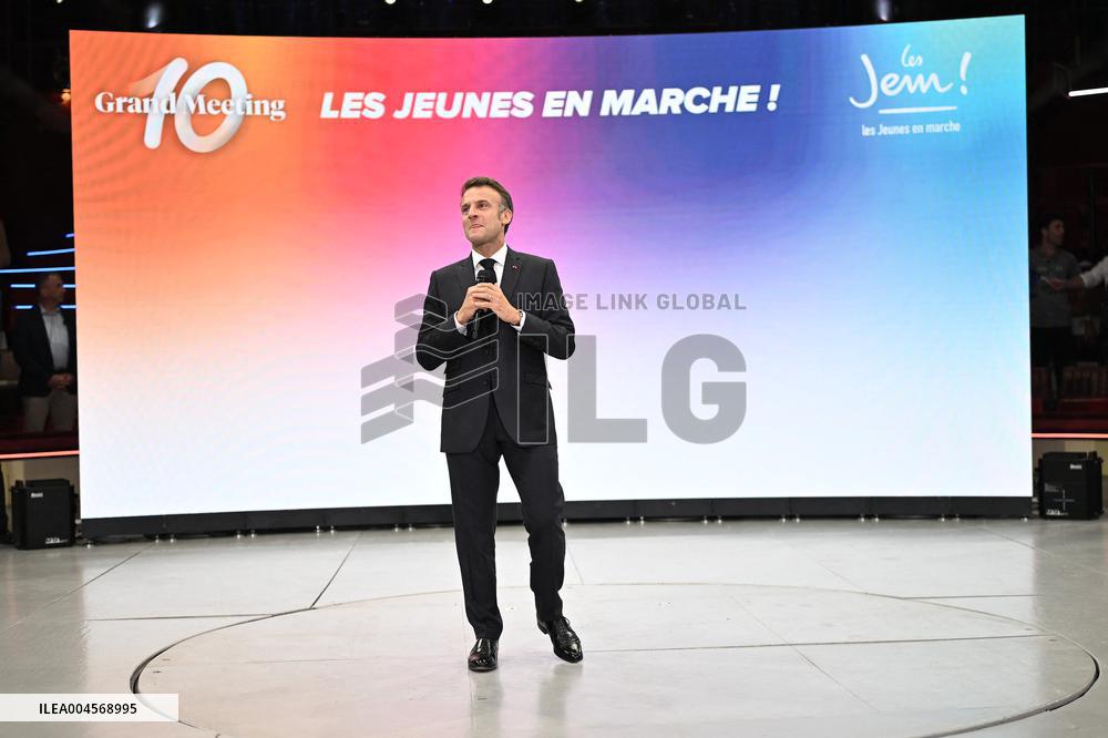 Emmanuel Macron At 10th Anniversary Of Jeunes Avec Macron - Paris