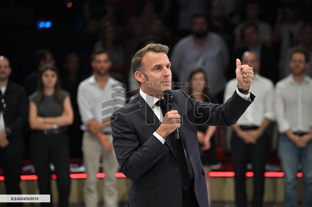 Emmanuel Macron At 10th Anniversary Of Jeunes Avec Macron - Paris