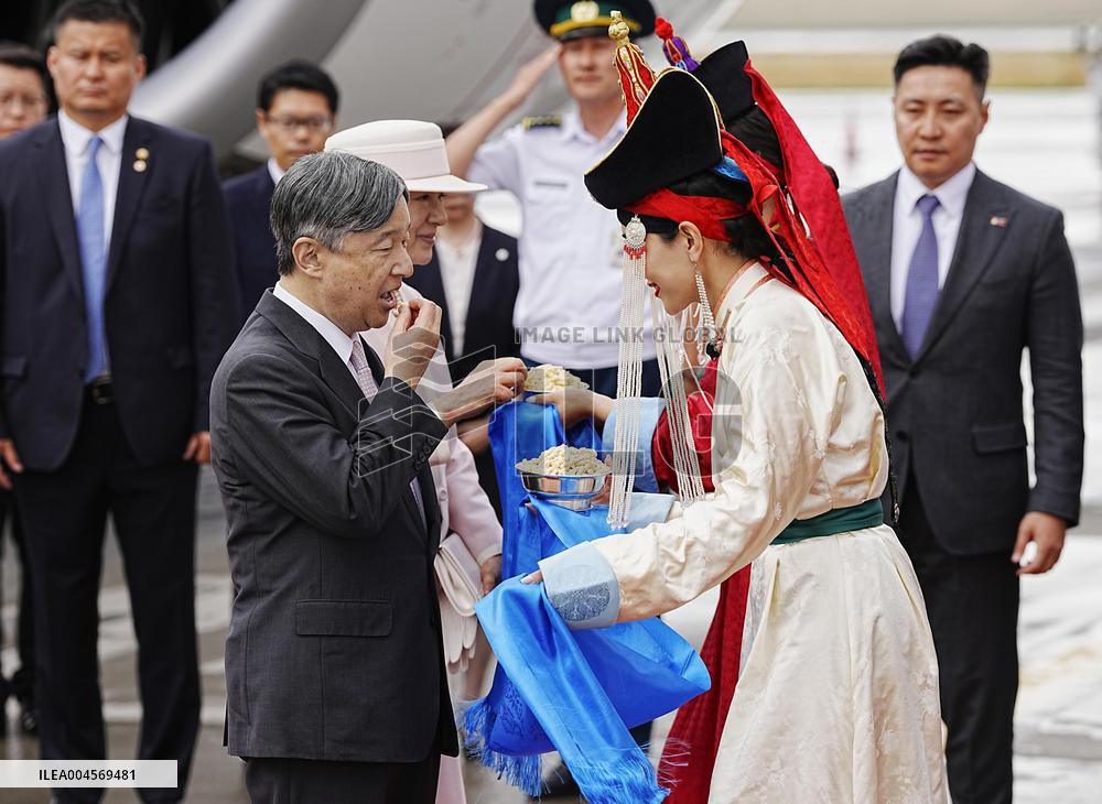 Emperor, empress arrive in Mongolia for state visit