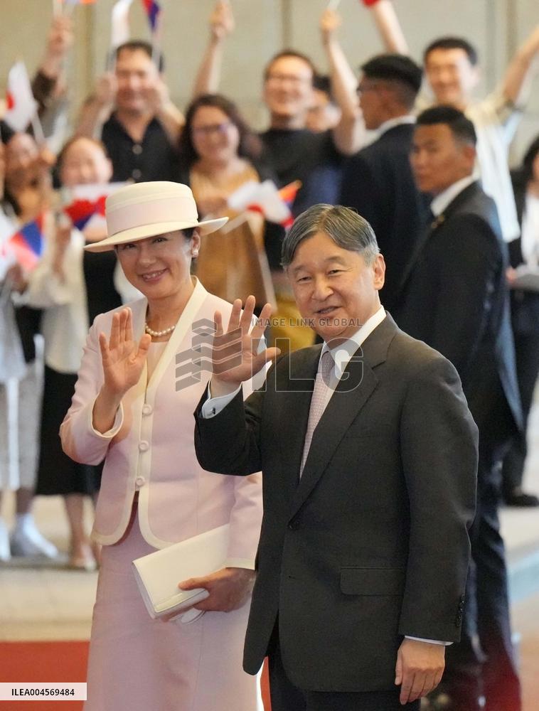 Emperor, empress arrive in Mongolia for state visit
