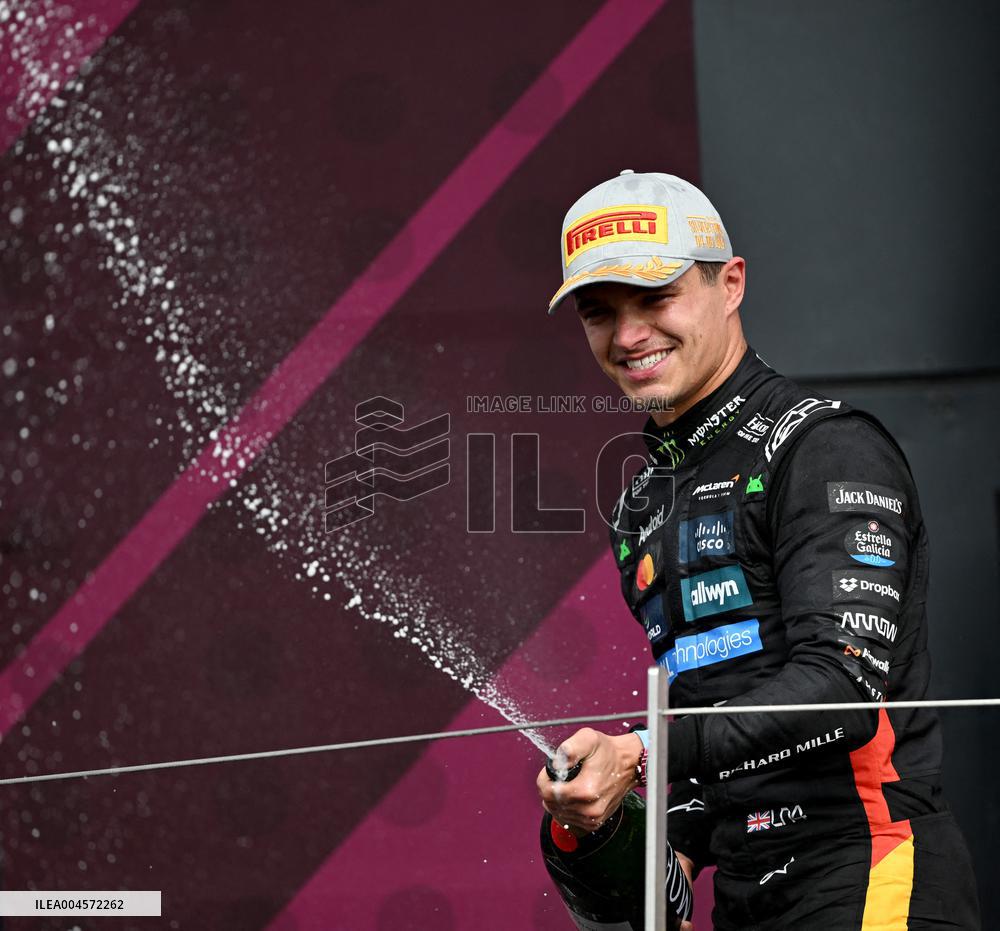 Lando Norris Celebrates His Trophy F1 British GP 2025 - UK