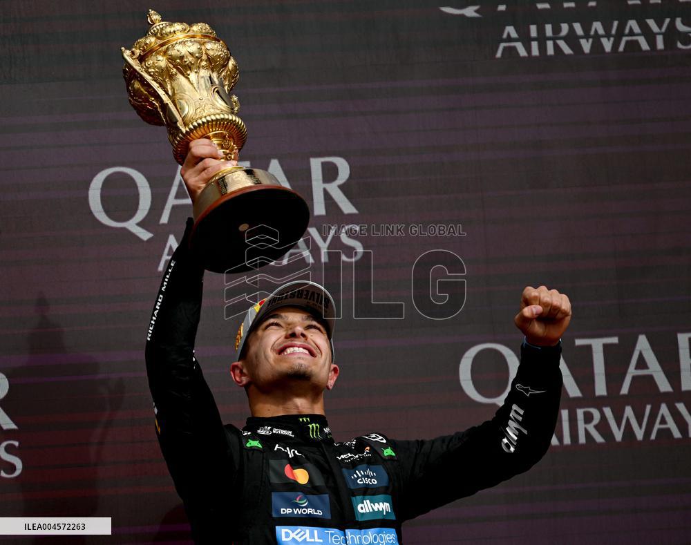 Lando Norris Celebrates His Trophy F1 British GP 2025 - UK