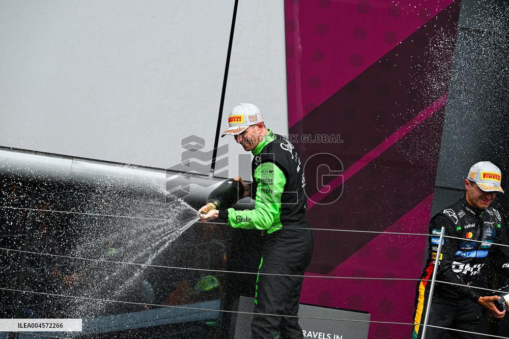 Lando Norris Celebrates His Trophy F1 British GP 2025 - UK