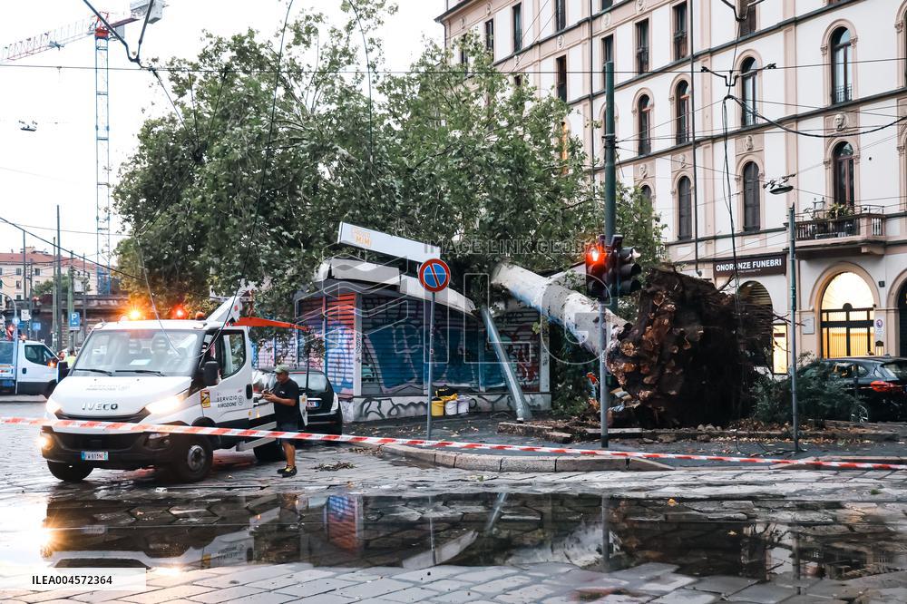 Storm Causes Damage in Milan - Italy