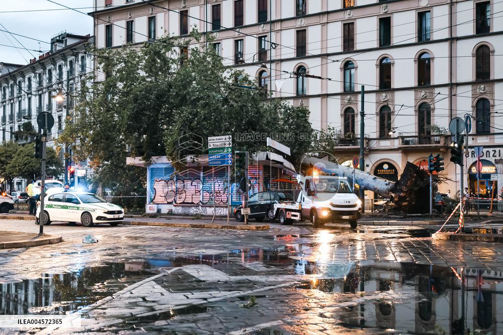 Storm Causes Damage in Milan - Italy