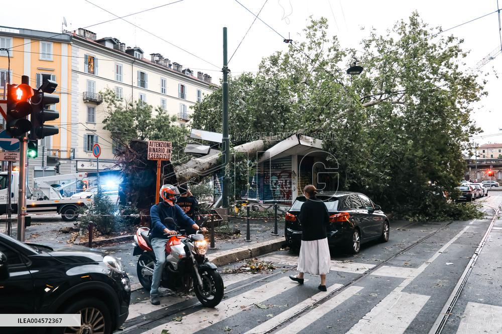 Storm Causes Damage in Milan - Italy