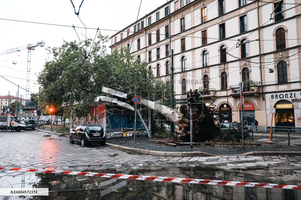 Storm Causes Damage in Milan - Italy