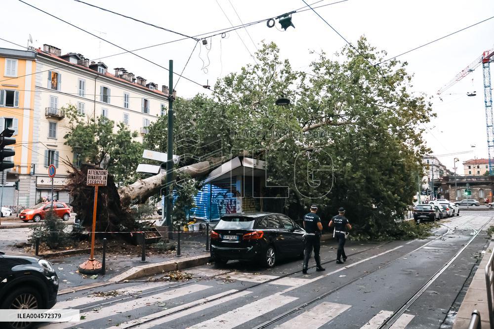 Storm Causes Damage in Milan - Italy