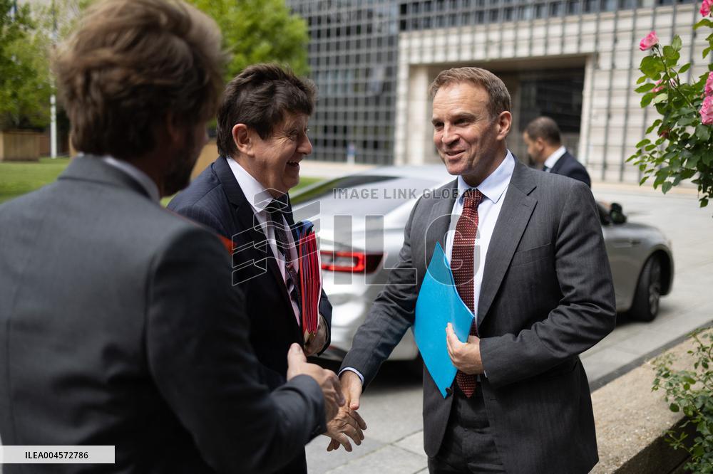 Socialist Party Members arrive for a meeting about the preparation of the 2026 Budget at Bercy - Paris RL
