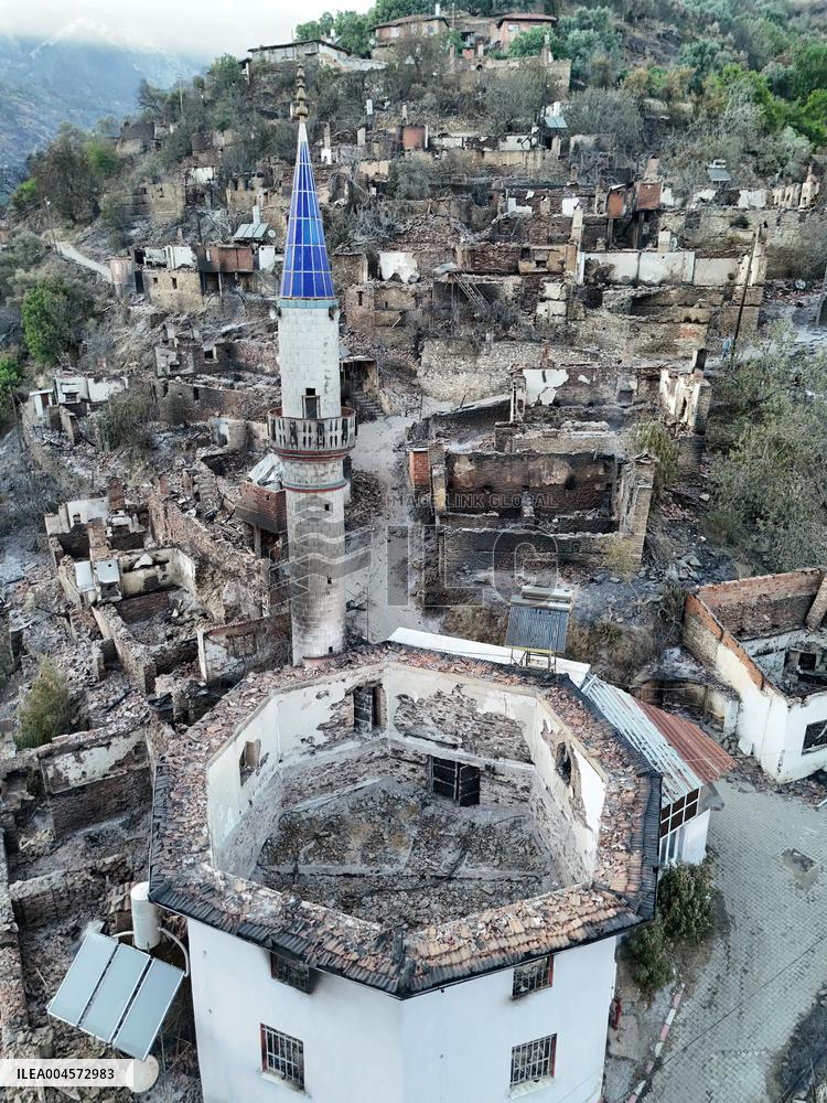A Village Entirely Destroyed By Izmir Wildfires - Turkey