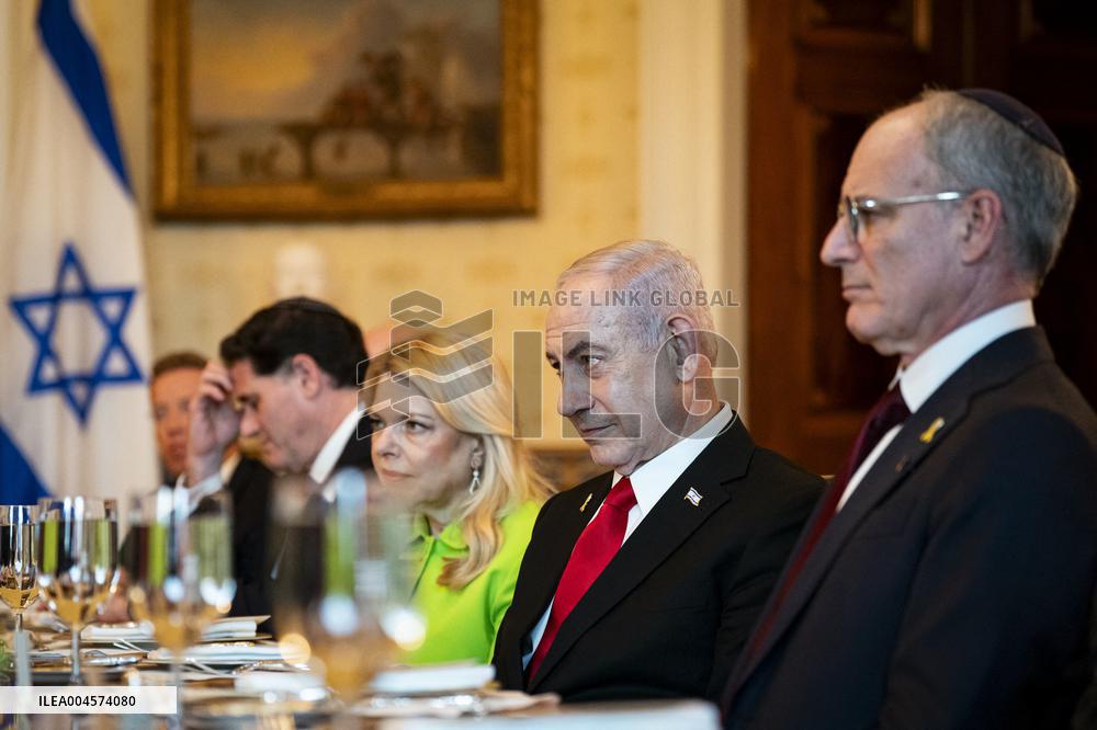 President Trump during a dinner with PM Netanyahu - DC