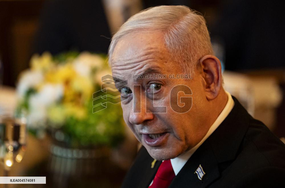 President Trump during a dinner with PM Netanyahu - DC
