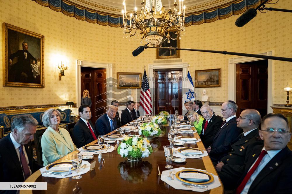 President Trump during a dinner with PM Netanyahu - DC