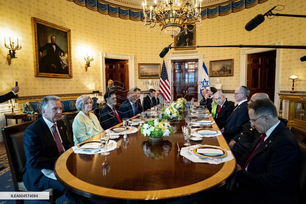 President Trump during a dinner with PM Netanyahu - DC