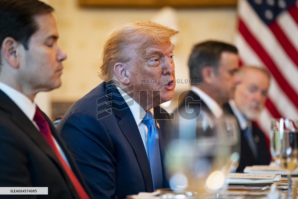 President Trump during a dinner with PM Netanyahu - DC