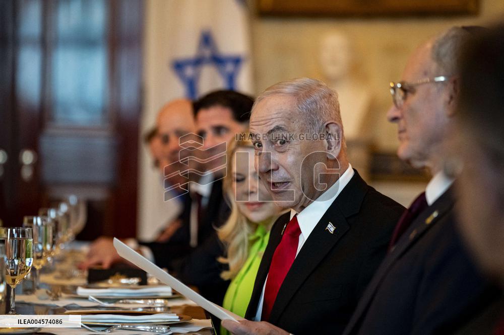 President Trump during a dinner with PM Netanyahu - DC