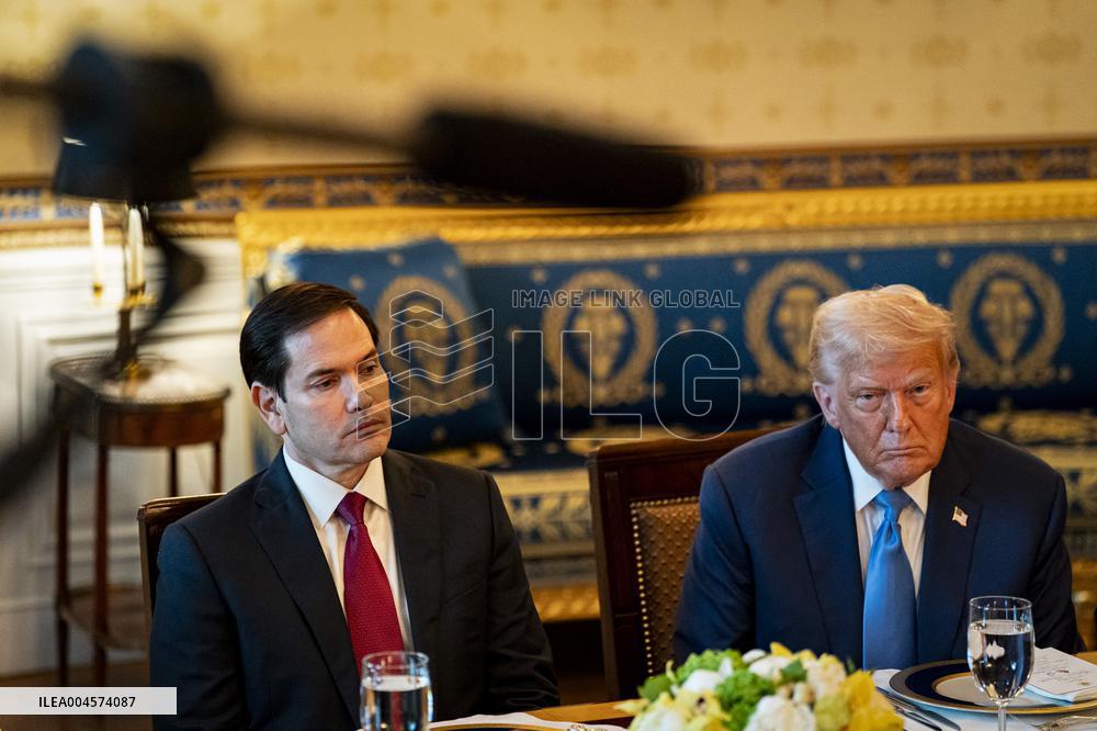 President Trump during a dinner with PM Netanyahu - DC