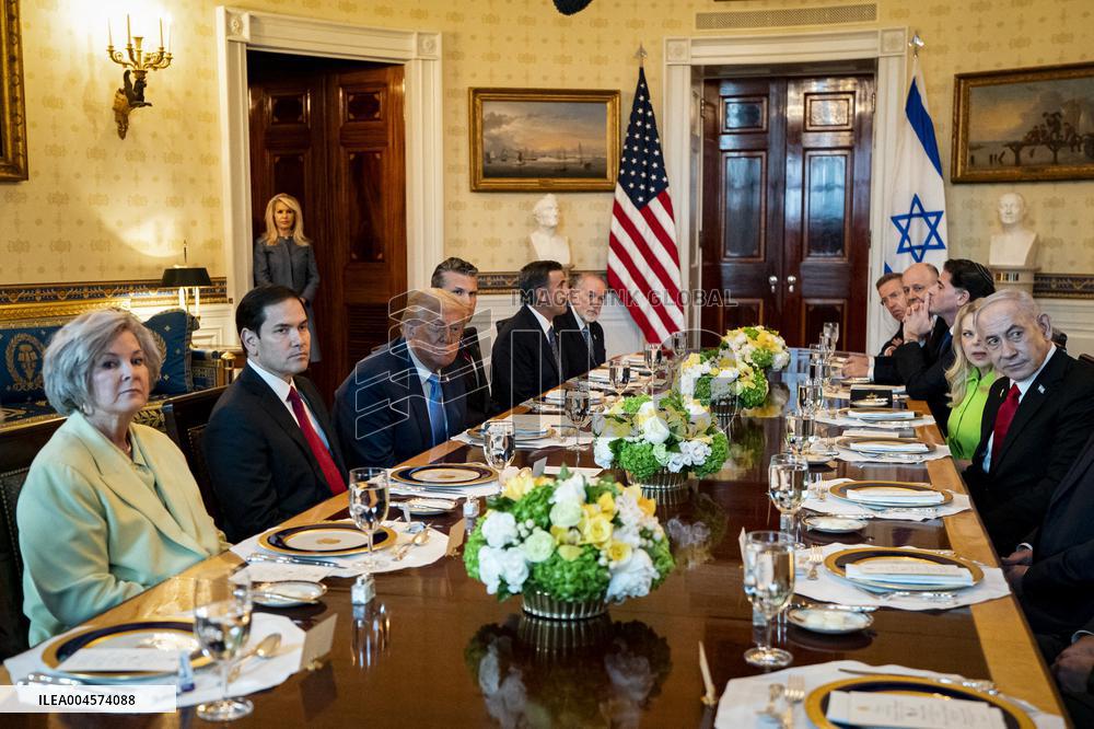 President Trump during a dinner with PM Netanyahu - DC
