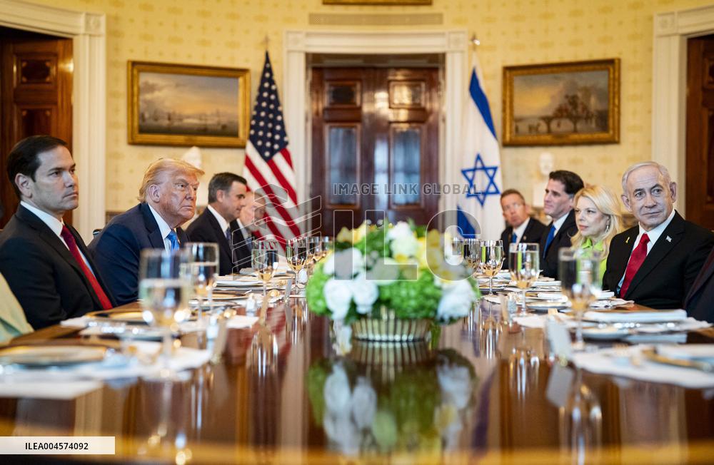 President Trump during a dinner with PM Netanyahu - DC
