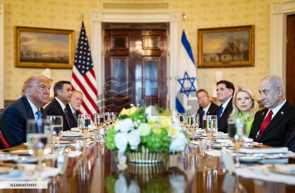 President Trump during a dinner with PM Netanyahu - DC