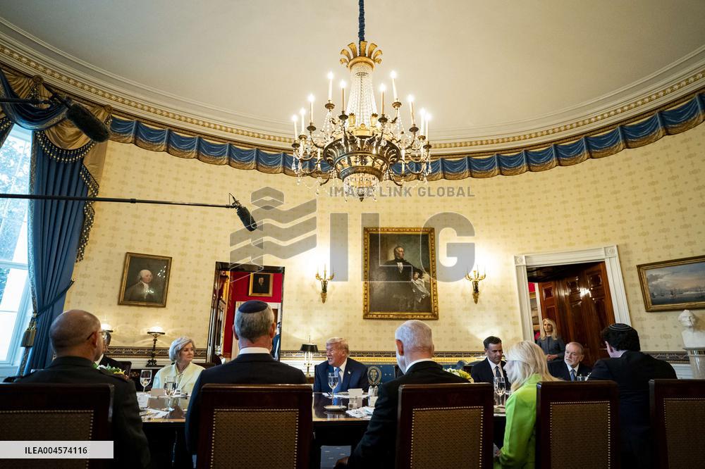 President Trump during a dinner with PM Netanyahu - DC