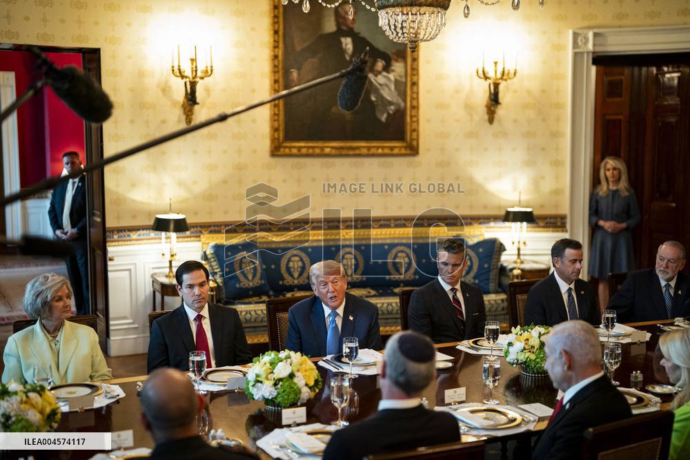 President Trump during a dinner with PM Netanyahu - DC
