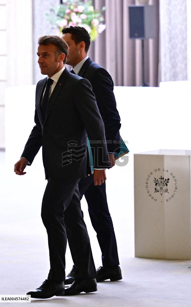 President Emmanuel Macron Honours French National Volleyball Team - Paris