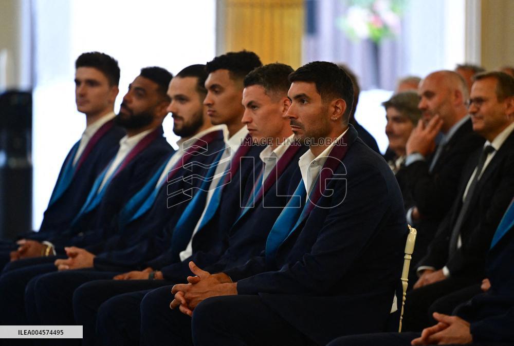 President Emmanuel Macron Honours French National Volleyball Team - Paris