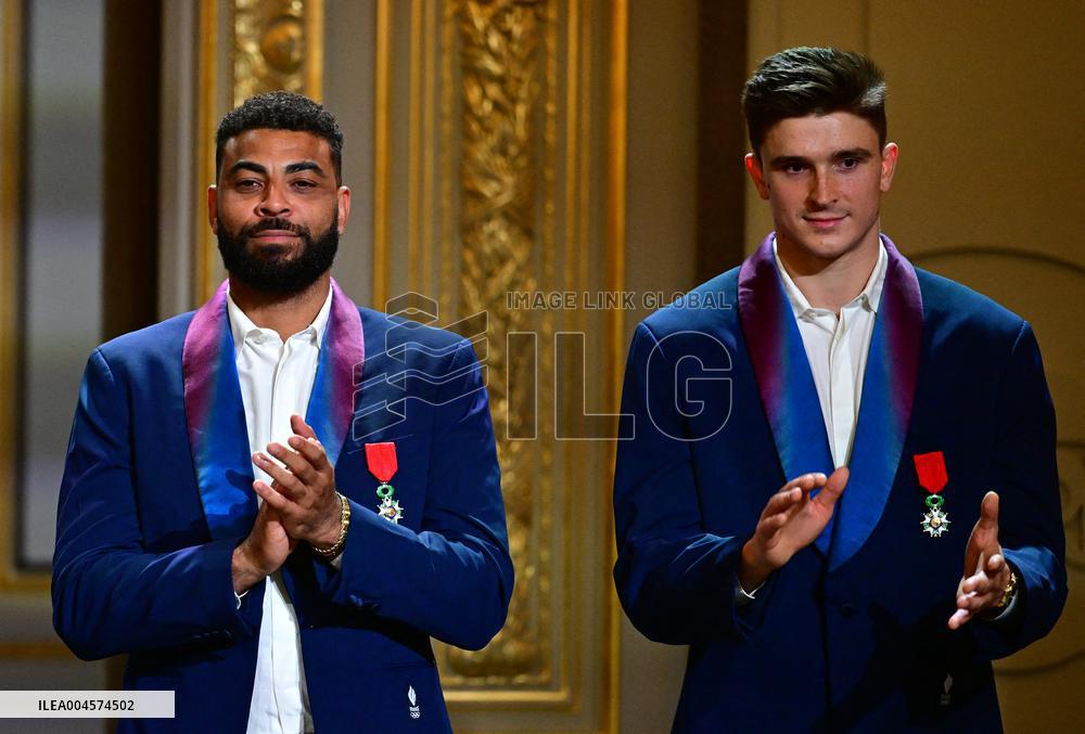 President Emmanuel Macron Honours French National Volleyball Team - Paris