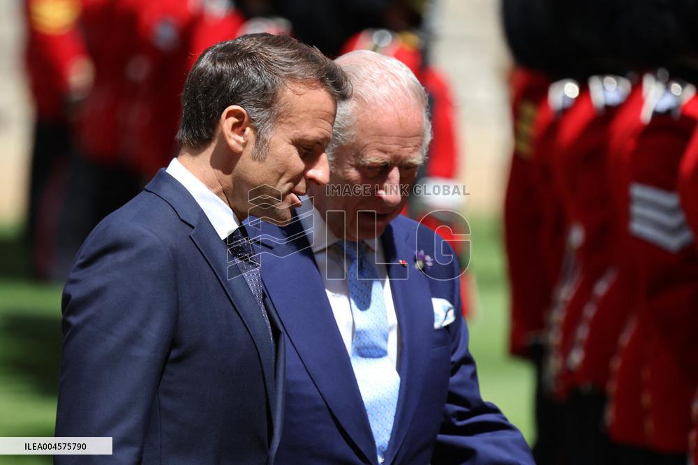 Emmanuel And Brigitte Macron Attend Welcoming Ceremony - Windsor