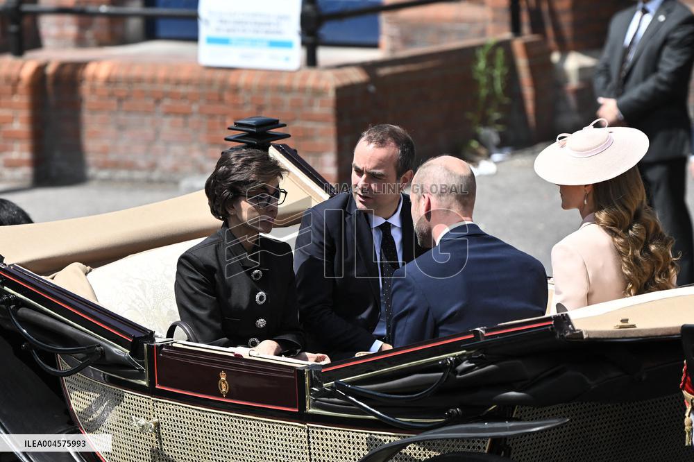 Emmanuel And Brigitte Macron Attend Welcoming Ceremony in Windsor