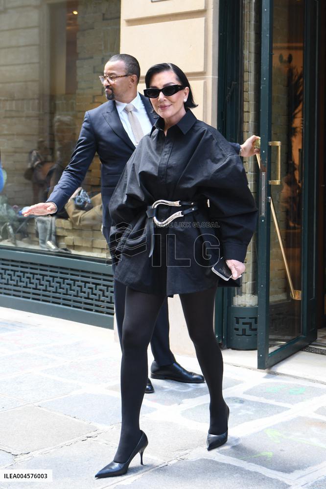 Kris Jenner Exits Hermes Boutique - Paris