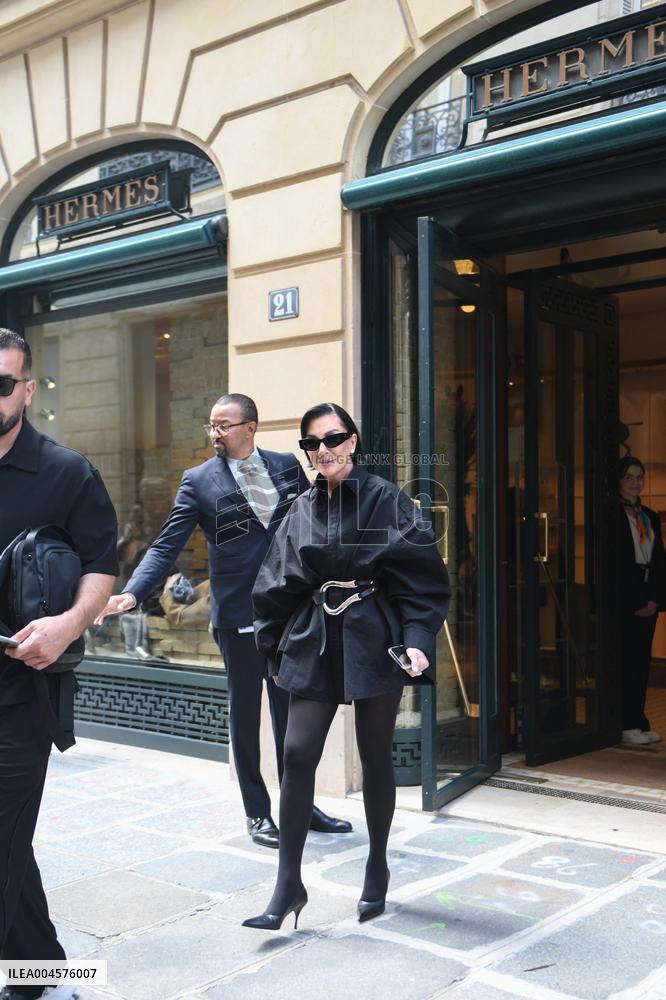 Kris Jenner Exits Hermes Boutique - Paris