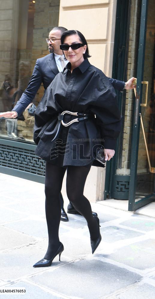 Kris Jenner Exits Hermes Boutique - Paris