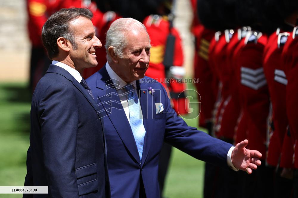 Emmanuel And Brigitte Macron Attend Welcoming Ceremony - Windsor