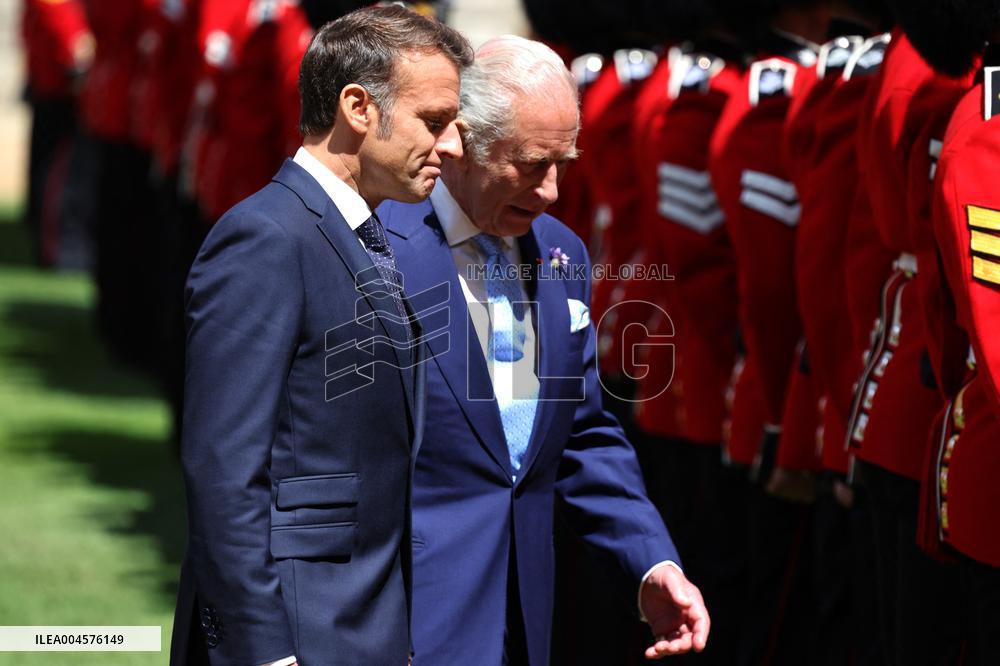 Emmanuel And Brigitte Macron Attend Welcoming Ceremony - Windsor