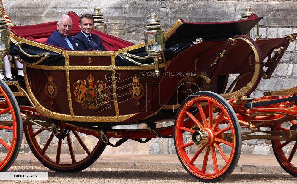 Emmanuel And Brigitte Macron Attend Welcoming Ceremony - Windsor