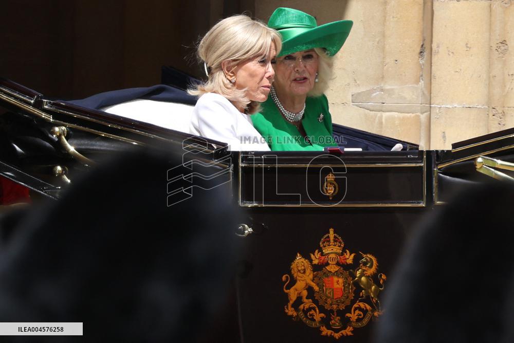 Emmanuel And Brigitte Macron Attend Welcoming Ceremony - Windsor