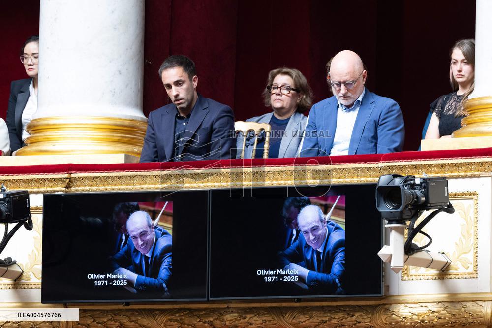 Romain Marleix attends the tribute to late MP Olivier Marleix at the National Assembly - Paris RL